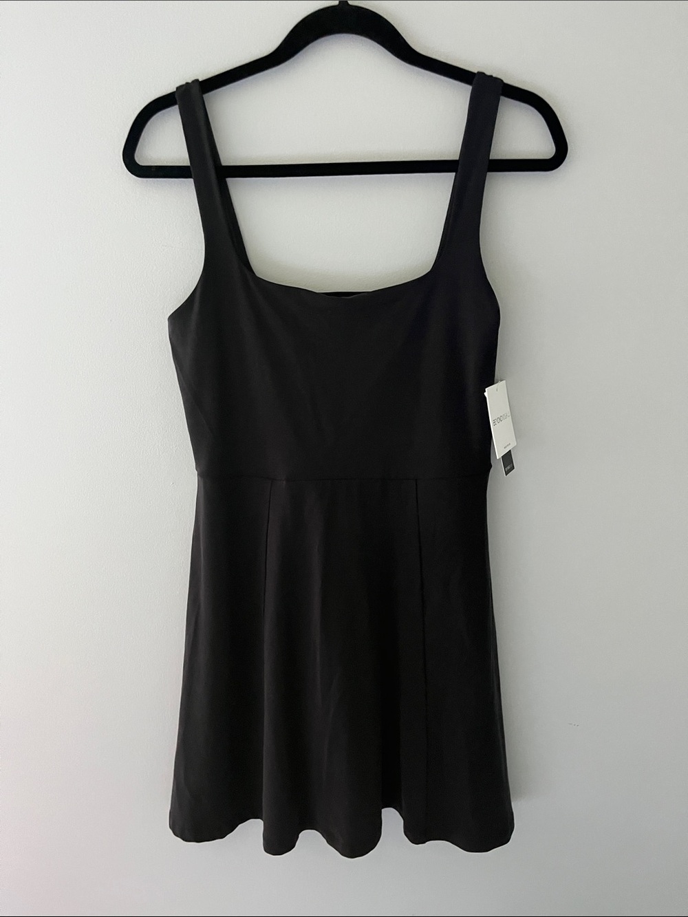 Beyond Yoga Black Square-Neck Mini Dress